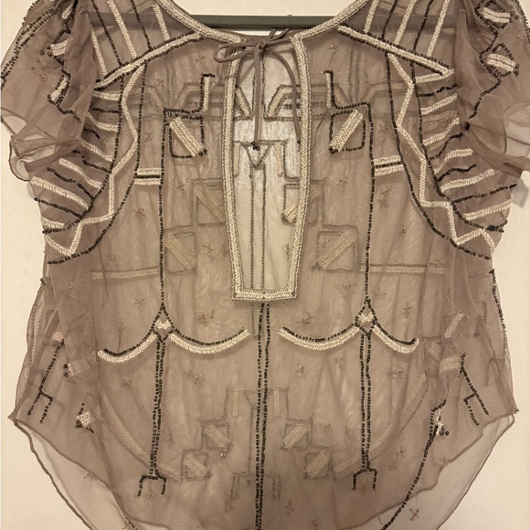 Free People XS Sheer Beaded Top - Picture 9 of 12